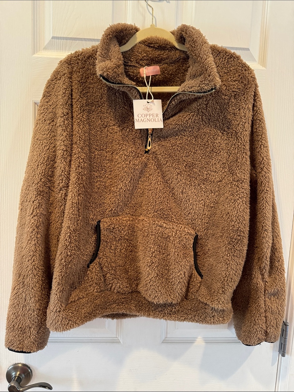 Magnolia Women’s Large Brown Sherpa Zip Pullover
